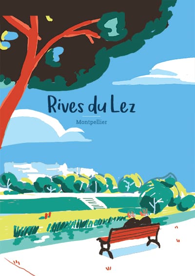 Poster of the Rives du Lez created by the illustrator Laura Gassin 